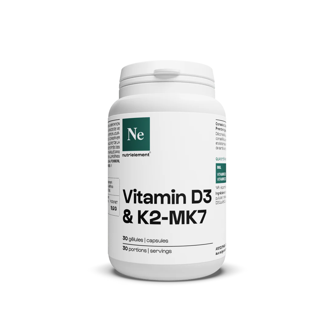 Vitamines D3 + K2-MK7 - Nutrimuscle