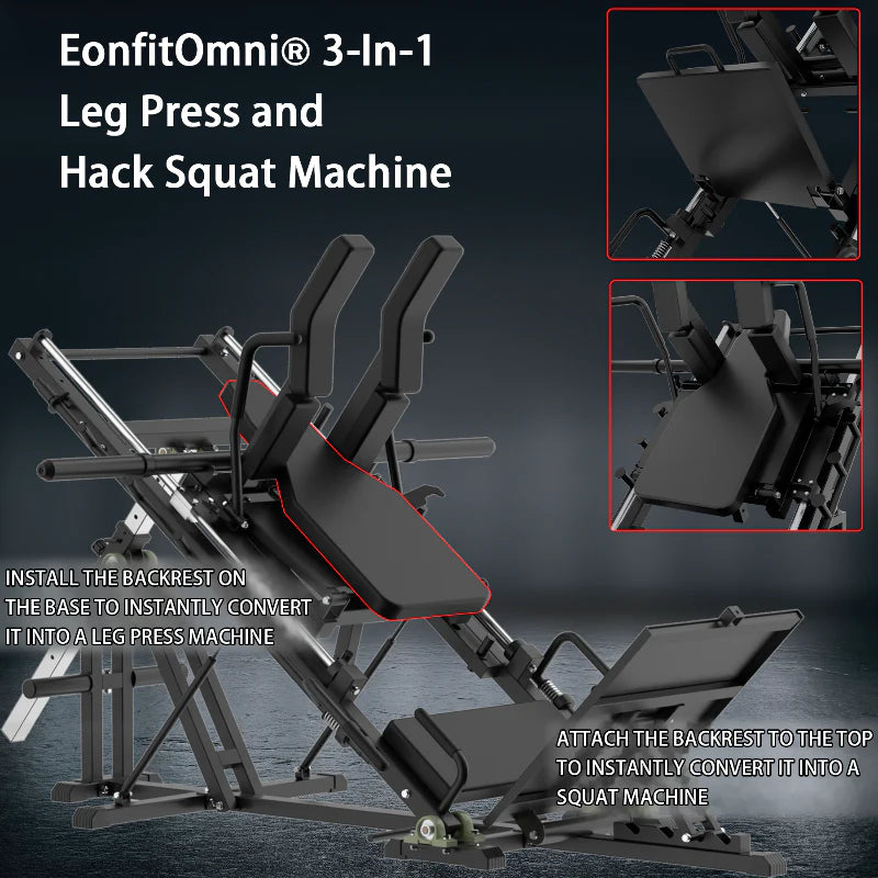 EonfitOmni® EL2 3-In-1 Leg Press and Professional (Reverse) Hack Squat Machine with Linear Bearing for Home Gym
