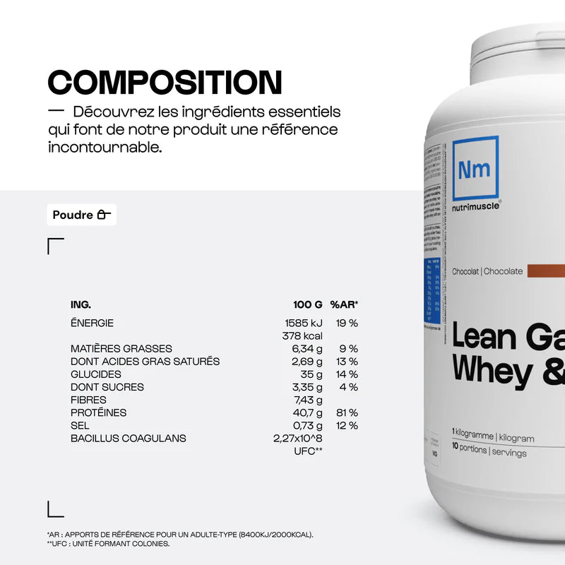 Lean Gainer Whey Avoine - Nutrimuscle