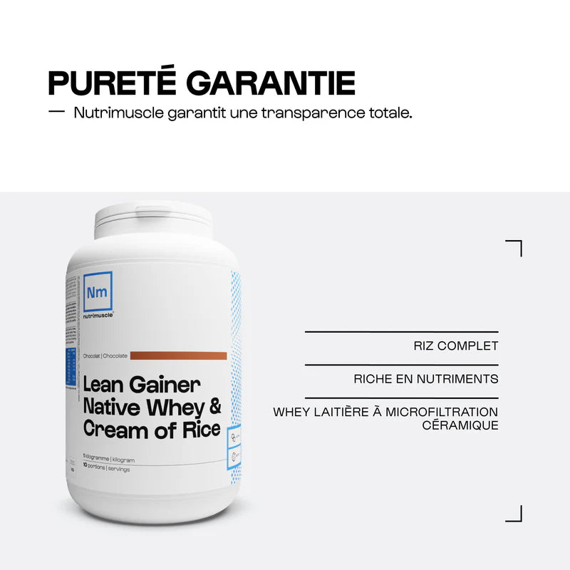 Lean Gainer Whey Crème de riz - Nutrimuscle