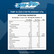 APPLIED NUTRITION PUMP 3G ZERO STIM – 375 G