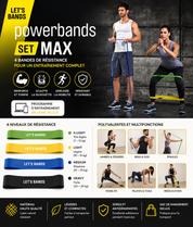 LET'S BANDS Powerbands Set MAX – Kit de bandes de résistance multifonction
