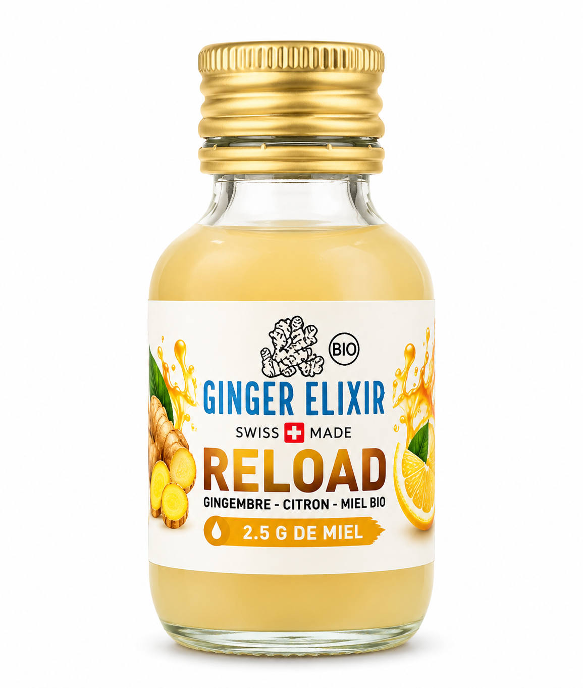 Ginger Elixir RELOAD – Shot Gingembre, Citron & Miel Bio – 50 ml