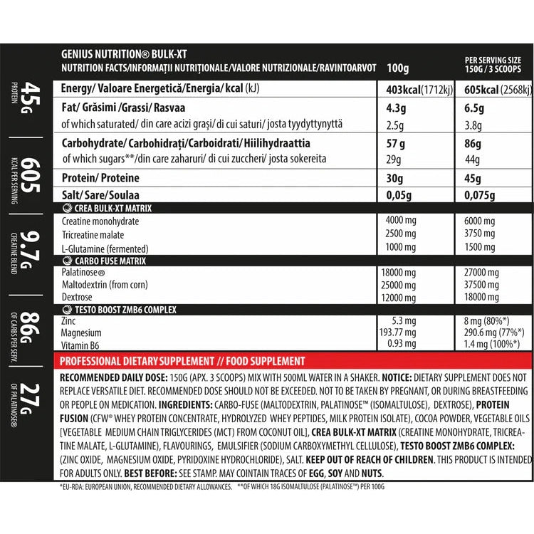 Genius Nutrition - BULK-XT 4000G/27 SERV
